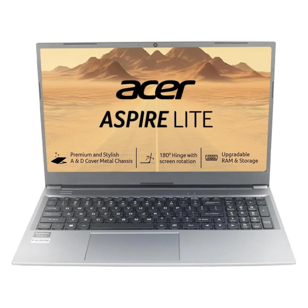 Laptop Acer Aspire Lite AL15-41 (UN.31ZSI.06P) | AMD Ryzen™ 3 7330U Processor, 8GB DDR4 RAM, 512GB PCIe Gen3 SSD, Windows 11 Home + MS Office, 15.6 Inch (39.62 cm) Full HD 1920 x 1080 IPS Display, Hig